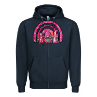 Navy breast cancer rainbow gnomes Zipper Hoodie - FaDigitalArtStudio