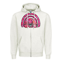 Oatmeal Heather breast cancer rainbow gnomes Zipper Hoodie - FaDigitalArtStudio