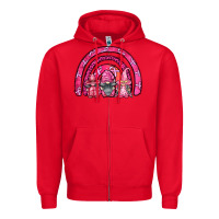 Red breast cancer rainbow gnomes Zipper Hoodie - FaDigitalArtStudio