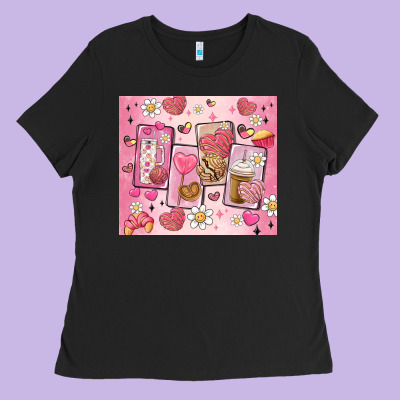Cafecito Y Chisme Valentine's Day Ladies Tee Designed By Maliassmallbusiness