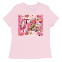 Bubblegum Pink cafecito y chisme valentine's day Ladies Tee - MaliasSmallBusiness