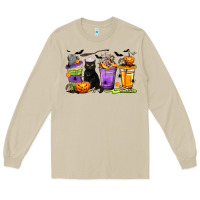Mushroom Halloween Cat Coffee Cups Long Sleeve Tee - texasbilliewilder