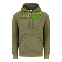 Vintage Olive st. patrick's day lucky with clovers and horseshoe Vintage Hoodie - RanaPortraitStore