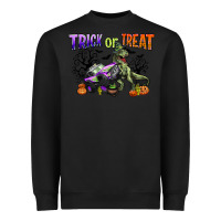 Black trick or treat with monster truck and t rex Heavyweight Sweatshirt - CowGirlArtShop