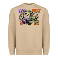 Mushroom trick or treat with monster truck and t rex Heavyweight Sweatshirt - CowGirlArtShop