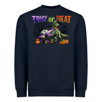 Navy trick or treat with monster truck and t rex Heavyweight Sweatshirt - CowGirlArtShop