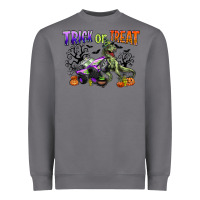 Storm trick or treat with monster truck and t rex Heavyweight Sweatshirt - CowGirlArtShop