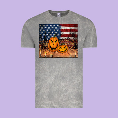 Halloween American Flag Tumbler Vintage Tee Designed By Jasminsmagicworld