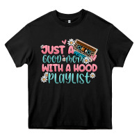 Black just a good mom with a hood playlist Heavy Core Tee - MaliasSmallBusiness
