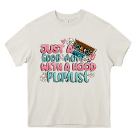 Cream just a good mom with a hood playlist Heavy Core Tee - MaliasSmallBusiness