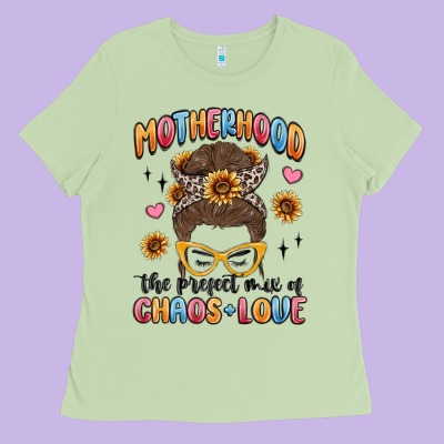 Motherhood The Perfect Mix Of Chaos And Love Ladies Tee Designed By Maliassmallbusiness