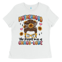 White motherhood the perfect mix of chaos and love Ladies Tee - MaliasSmallBusiness