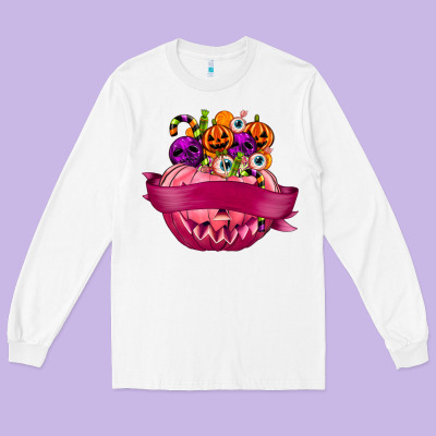 Personalized Girl Halloween Candy Long Sleeve Tee Designed By Texasbilliewilder
