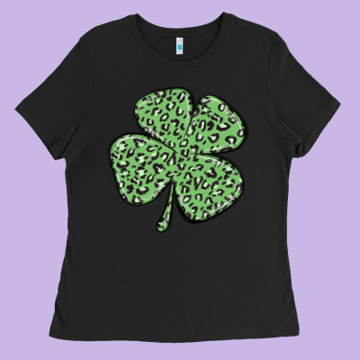 Leopard Shamrock Ladies Tee Designed By Maliassmallbusiness