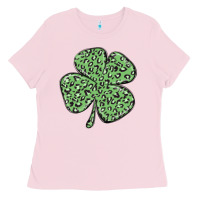Bubblegum Pink leopard shamrock Ladies Tee - MaliasSmallBusiness