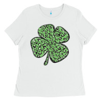 White leopard shamrock Ladies Tee - MaliasSmallBusiness