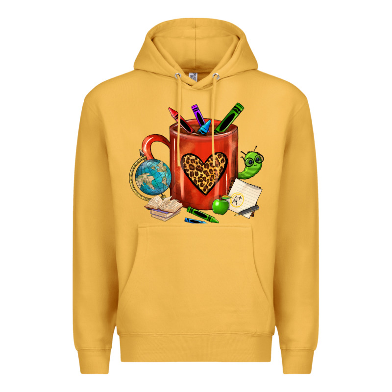 Teacher Crayons Coffee Mug Premium Hoodie by FaDigitalArtStudio | Teevron