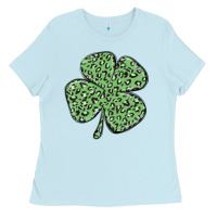 Baby Blue leopard shamrock Ladies Tee - MaliasSmallBusiness