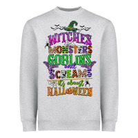 Heather Grey witches monsters goblins and screams its almost halloween Heavyweight Sweatshirt - CowGirlArtShop