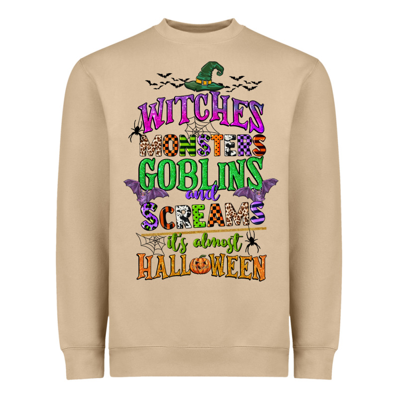 Witches Monsters Goblins And Screams Its Almost Halloween Heavyweight Sweatshirt by CowGirlArtShop | Teevron