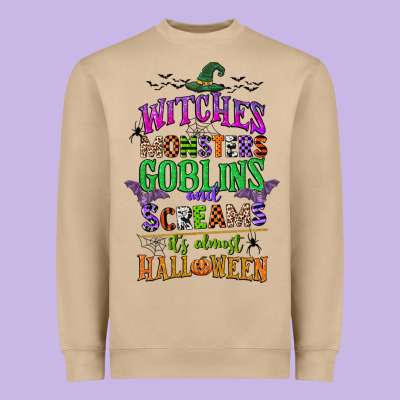 Witches Monsters Goblins And Screams Its Almost Halloween Heavyweight Sweatshirt Designed By Cowgirlartshop