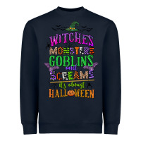 Navy witches monsters goblins and screams its almost halloween Heavyweight Sweatshirt - CowGirlArtShop