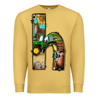 Antique Gold farm life alphabet lowercase letters h Premium Sweatshirt - BundleAndBundleShop