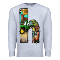 Heather Grey farm life alphabet lowercase letters h Premium Sweatshirt - BundleAndBundleShop
