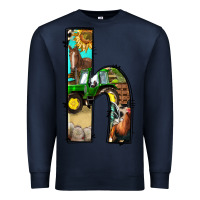 Navy farm life alphabet lowercase letters h Premium Sweatshirt - BundleAndBundleShop