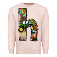 Pale Pink farm life alphabet lowercase letters h Premium Sweatshirt - BundleAndBundleShop