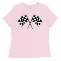 Bubblegum Pink race flag Ladies Tee - MaliasSmallBusiness