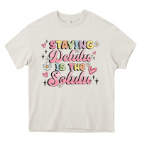 Cream staying delulu is the solulu Heavy Core Tee - MaliasSmallBusiness