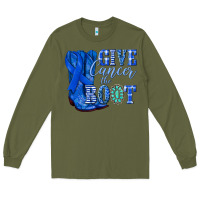 Army Green give cancer the boot colon cancer blue ribbon nca Long Sleeve Tee - NancyCooperArtShop