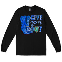 Black give cancer the boot colon cancer blue ribbon nca Long Sleeve Tee - NancyCooperArtShop