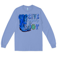 Colony Blue give cancer the boot colon cancer blue ribbon nca Long Sleeve Tee - NancyCooperArtShop