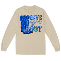 Mushroom give cancer the boot colon cancer blue ribbon nca Long Sleeve Tee - NancyCooperArtShop