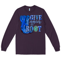Plum give cancer the boot colon cancer blue ribbon nca Long Sleeve Tee - NancyCooperArtShop