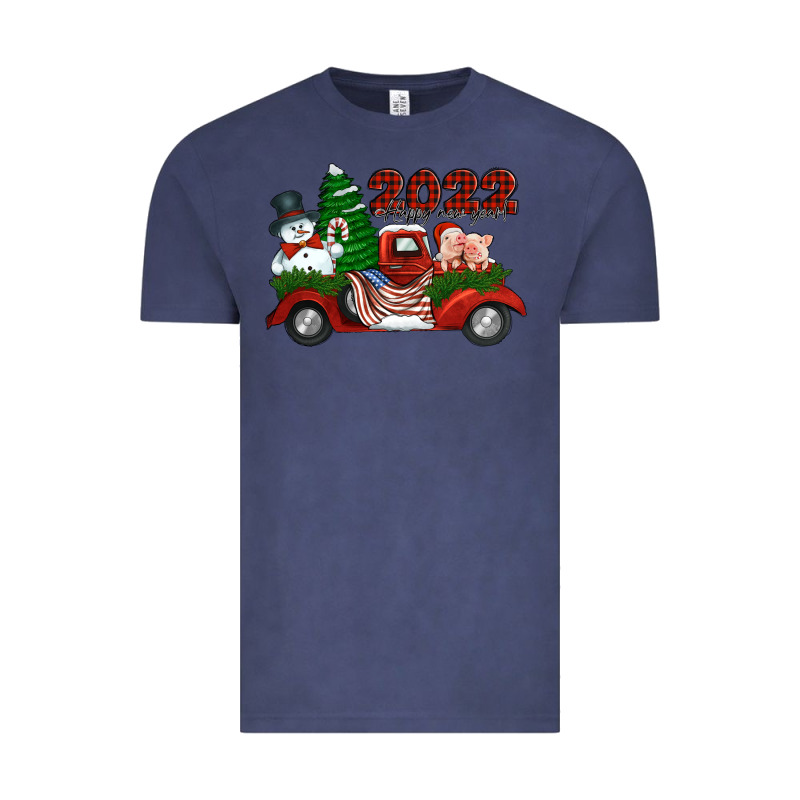 Happy New Year 2022 Christmas Truck With American Flag Vintage Tee by Jasminsmagicworld | Teevron
