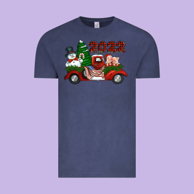 Happy New Year 2022 Christmas Truck With American Flag Vintage Tee Designed By Jasminsmagicworld