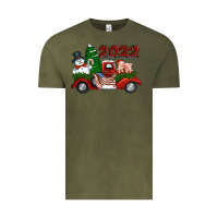 Vintage Olive happy new year 2022 christmas truck with american flag Vintage Tee - Jasminsmagicworld