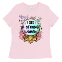 Bubblegum Pink i see a strong woman Ladies Tee - MaliasSmallBusiness