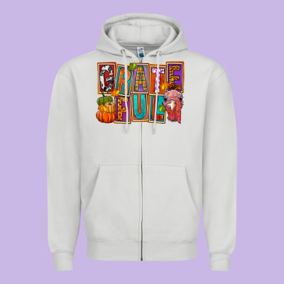 Grateful Thanksgiving Zipper Hoodie Designed By Fadigitalartstudio