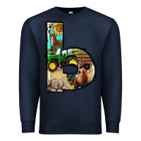 Navy farm life alphabet lowercase letters b Premium Sweatshirt - BundleAndBundleShop