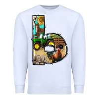 White farm life alphabet lowercase letters b Premium Sweatshirt - BundleAndBundleShop