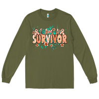 Army Green I am a survivor peach ribbon Long Sleeve Tee - NancyCooperArtShop