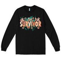 Black I am a survivor peach ribbon Long Sleeve Tee - NancyCooperArtShop