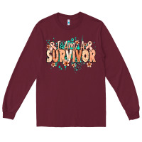 Burgundy I am a survivor peach ribbon Long Sleeve Tee - NancyCooperArtShop