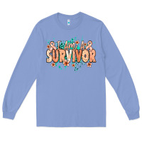 Colony Blue I am a survivor peach ribbon Long Sleeve Tee - NancyCooperArtShop