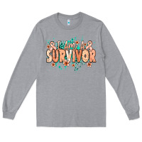 Heather Grey I am a survivor peach ribbon Long Sleeve Tee - NancyCooperArtShop
