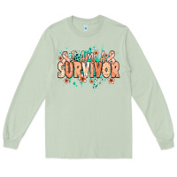 Matcha I am a survivor peach ribbon Long Sleeve Tee - NancyCooperArtShop